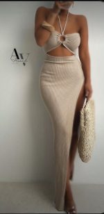 پیراهن حلقه‌ای چاک‌دار بلند کبریتی