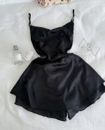 پیراهن ساتن پشت بندی عروسکی یقه هفت