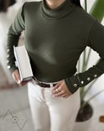بلوز یقه اسکی دکمه‌دار کبریتی طرح زارا - Image 4