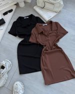پیراهن یقه شکاری کوتاه کبریتی - Image 2