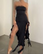 پیراهن دکلته چین دار لاکرا