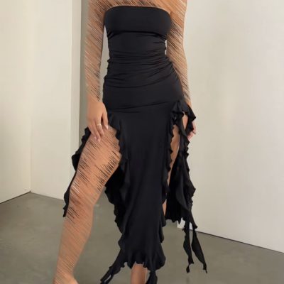 پیراهن دکلته چین دار لاکرا