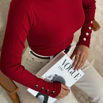 بادی یقه اسکی دکمه‌دار کبریتی طرح زارا