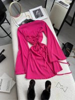 پیراهن کلوش پشت بند‌دار کوتاه کبریتی - Image 3