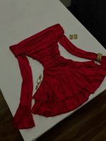 پیراهن آف‌شولدر چین‌دار دوطبقه لاکرا - Image 5