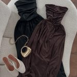 پیراهن دکلته چین‌دار بلند لاکرا
