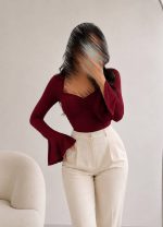 بلوز یقه دلبری آستین شیپوری کبریتی