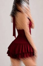 پیراهن یقه هالتری چین‌دار لاکرا