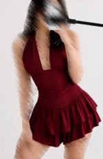 پیراهن یقه هالتری چین‌دار لاکرا