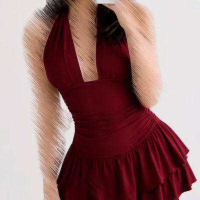 پیراهن یقه هالتری چین‌دار لاکرا