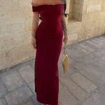 پیراهن آف‌شولدر یقه دلبری چاک دار لاکرا