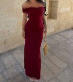 پیراهن آف‌شولدر یقه دلبری چاک دار لاکرا