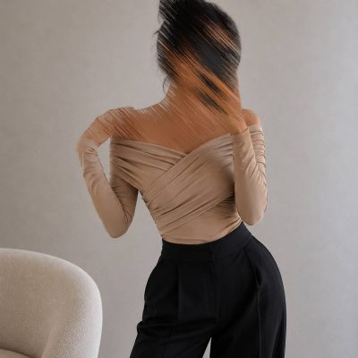 بلوز یقه چپ و راستی آف‌شولدر لاکرا