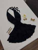 پیراهن یقه‌ هالتری چین‌دار لاکرا - Image 3
