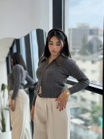 بافت یقه چرم زیپ‌دار وارداتی - Image 4